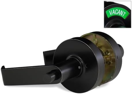VIZILOK ADA Compliant, Single Egress Indicator Privacy Lock C5FM-R Durable ANSI Grade 2 Comp Commercial Right Handed Non Reversible in-Use or Vacant Push Button Lever - Matte Black