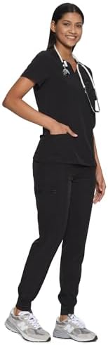 COZYFIT Scrubs for Women Set - Stretch V-Neck & Jogger Pant with 9 Pockets
