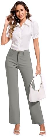KICZOY Women Dress Pants Stretch Business Straight Leg with Pockets Wear to Work Casual 2026 Suitpants