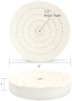 SCOTTCHEN Cotton Buffing Wheel 6 inch Extra Thick Spiral Sewn Polishing Pad for Bench Grinder Tool with 1/2" Arbor Hole(70 Ply) 1PCS