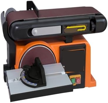 Belt Sander, Grinding Wheel Sand Belt Machine Variable Speed Combination Bench Sander Disk with Cast Iron Base