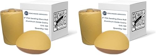 Benchmark Abrasives 6" PSA Gold Sanding Discs, 120 Grit, 100-Count, 2-Pack