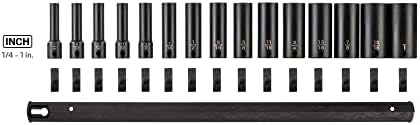 TEKTON 3/8 Inch Drive Impact Socket Set, 15-Piece | SID91113 | (1/4 - 1 in.), Deep, 12-Point, Socket Rail