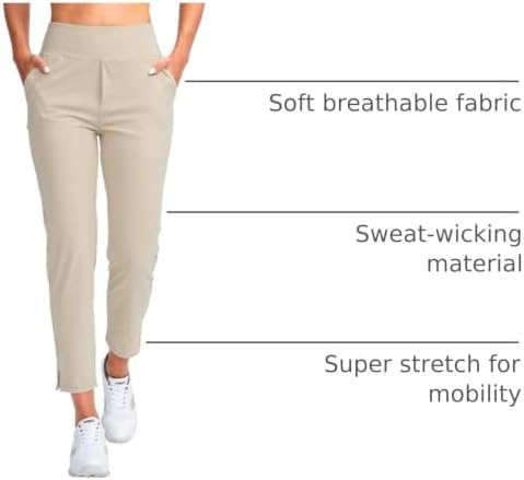 YYV Women's Golf Pants High Waist Stretch Ankle Pants with Pockets