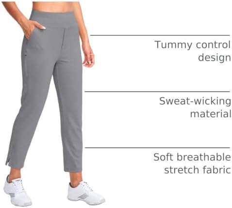 YYV Women's Golf Pants High Waist Stretch Ankle Pants with Pockets