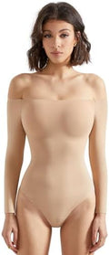 SUUKSESS Women Off Shoulder Long Sleeve Bodysuits Double Lined Basic Tops