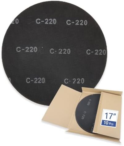 HUAALIUCHE 17" Sanding Screen Discs - Mesh Floor Sanding Screen - Black Silicon Carbide - for Wood Floors (10 Pack, 220 Grit)