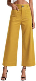 MOHHOM Women’s High Waisted Wide Leg Cropped Pants Stretchy Business Casual Work Pants with Pockets