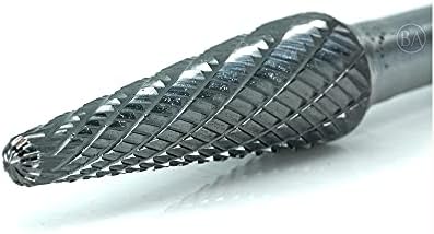 Benchmark Abrasives 6” Taper Shape Radius Double Cut Tungsten Carbide Die Grinder Bits Metal Deburring Tool Rotary Burr, 1/4 Inch Shaft, Engraving Tool for Woodworking Shaping Carving (SL-3)