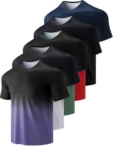 Liberty Imports 5 Pack Men's Active Quick Dry Crew Neck T Shirts
