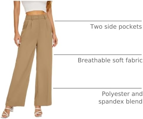 KICZOY Women Casual Wide Leg Dress Pants High Waist Lightweight Flowy Pants