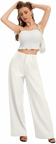 FUNYYZO Wide Leg Dress Pants for Women Work Slacks Business Casual Outfits