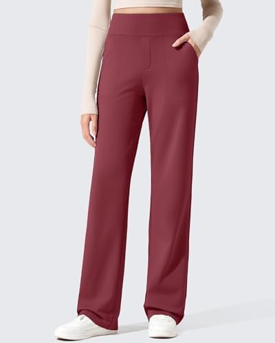 G4Free EverGoing Fleece Lined Wide Leg Pants for Women Dressy Work Casual