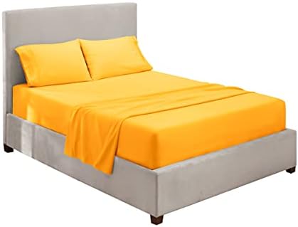 Hearth & Harbor Twin XL Size Sheets - 3 Piece Bed Sheet Set, Hotel Luxury Double Brushed Bed Sheets - Extra Soft Bedding Sheets & Pillowcases, Twin XL, Yellow