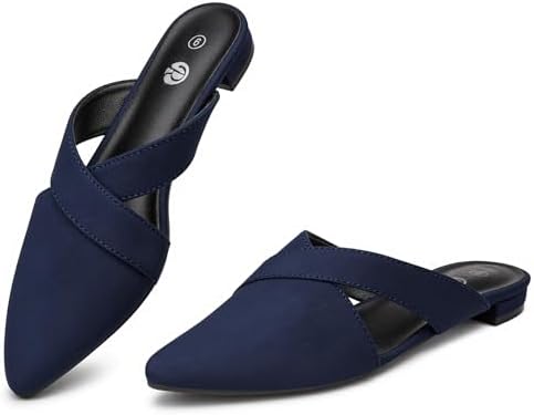 Rekayla Women's Mules Closed Pointed Toe Flats Backless Loafers Shoes for Women