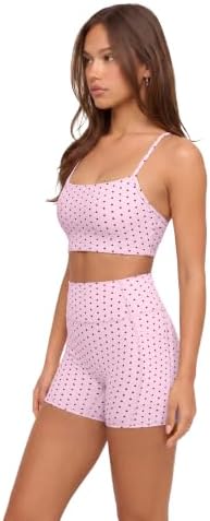 SUUKSESS Women 2 Piece Workout Sets Padded Halter Sports Bras High Waisted Biker Shorts with Pockets