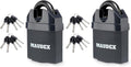 Maudex® MDL60 High Security Padlock for Outdoor Use - [10 Keys] - [Anti Drill, Anti Pick Cylinder] - Ideal Lock for Storage Unit, Shed, Gate, Container with 0.67” Shackle Clearance (Pack of 2)