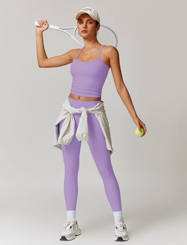 QBGJTD Womens Workout Sets Two Piece Cross Back Tank Top Matching High Waist Leggings Sets Gym Outfits Work Out Clothes