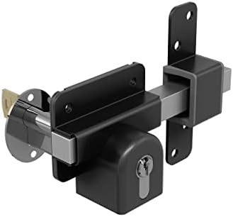 GateMate Long Throw Gate Lock, Euro Profile Keyed Both Sides Gate Lock for Sheds, Gates & Garage Doors, 316 Stainless Steel, for Wooden Gates & Doors Up to 2” Thick, Black, 5 Keys
