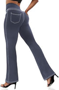 VOOVEEYA Women's Bootcut Leggings - Bootleg Yoga Pants Flare with 4 Pockets