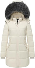 GGleaf Women's Winter Puffer Coat with Removable Fur Hood Warm Snow Jacket