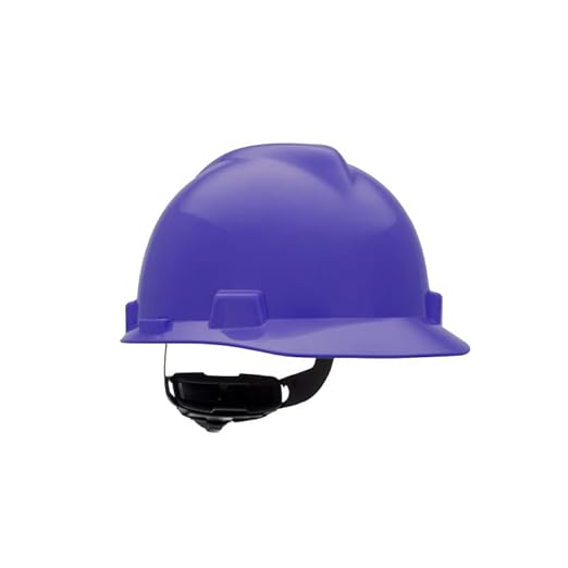 MSA 495858 V-Gard Cap Style Safety Hard Hat With Fas-Trac III Ratchet Suspension | Polyethylene Shell, Superior Impact Protection, Self Adjusting Crown Straps - Standard Size in Purple