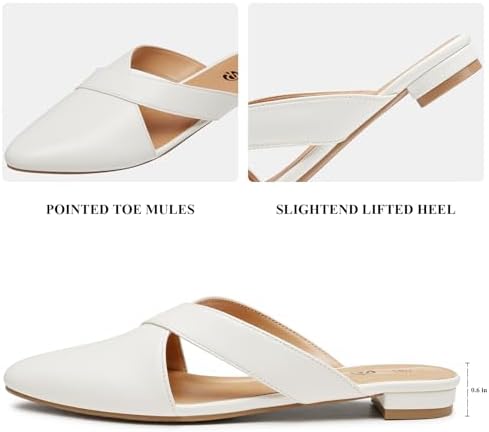 Rekayla Women's Mules Closed Pointed Toe Flats Backless Loafers Shoes for Women