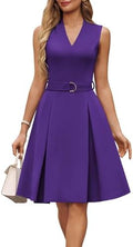 GRACE KARIN Women's Fit and Flare Work Business Dress with Belt