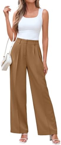 KICZOY Women Casual Wide Leg Dress Pants High Waist Lightweight Flowy Pants