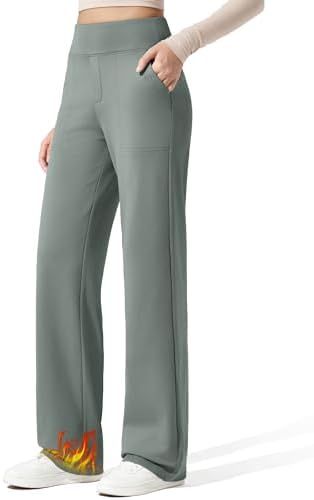 G4Free EverGoing Fleece Lined Wide Leg Pants for Women Dressy Work Casual