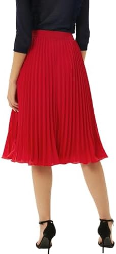 GRACE KARIN Pleated Midi Skirt for Women Chiffon A-Line Outfits
