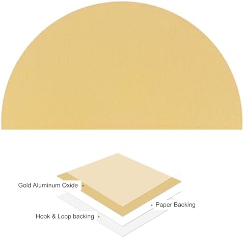 50pcs No Hole Sanding Discs- [ 8 Inch 180 Grit ] Round Hook and Loop Grip Sanding Pads Sheet Sandpaper for Automotive Woodworking Metal Polishing Use| Gold, Aluminum Oxide