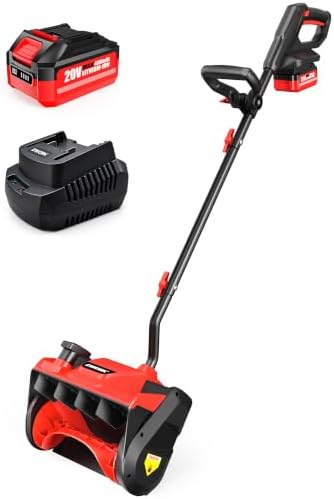 EWORK 20V 12-Inch Cordless Snow Shovel with 4.0Ah Battery and Fast Charger