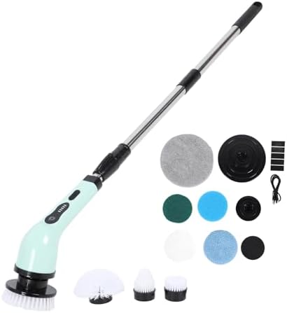 Electric Spin Scrubber, 9 Brush Heads Adjustable Handle