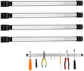 18" Magnetic Tool Holder Strip, 4 Pieces Silver Metal Tool Organizer Rack with Stainless Steel Surface, Magnet Bar for Garage Workshop, Easy To Install with Mounting Screws