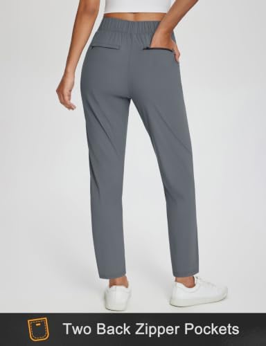 baleaf Womens Business Casual Pants Stretch Travel Pants On Airport with Zipper Pockets Dressy Slacks Golf Work Pull on