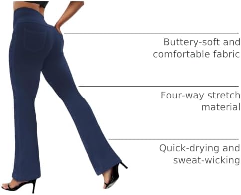 VOOVEEYA Women's Bootcut Leggings - Bootleg Yoga Pants Flare with 4 Pockets