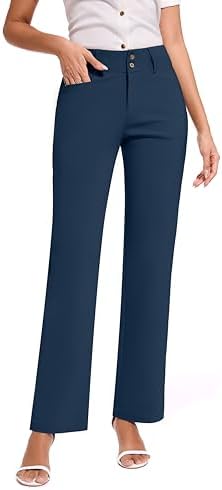 KICZOY Women Dress Pants Stretch Business Straight Leg with Pockets Wear to Work Casual 2026 Suitpants