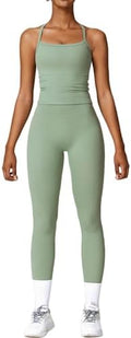 ABOCIW Workout Sets for Women 2 Piece Padded Sports Bra Tank Top High Waist Leggings Sets Gym Yoga Work Out Clothes