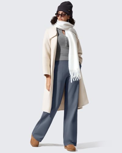 G4Free EverGoing Fleece Lined Wide Leg Pants for Women Dressy Work Casual