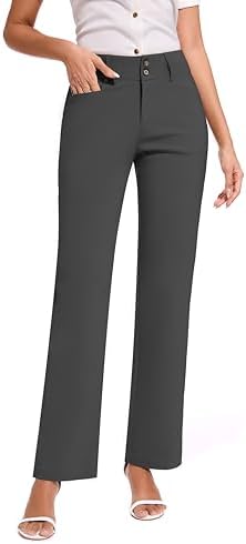 KICZOY Women Dress Pants Stretch Business Straight Leg with Pockets Wear to Work Casual 2026 Suitpants