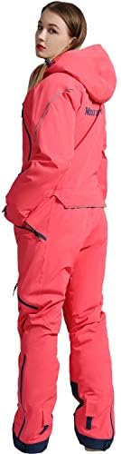 Women One Pieces Ski Suits Waterproof Warm Insulated Ski Jumpsuit Removable Hood Snowsuit for Snow Sport