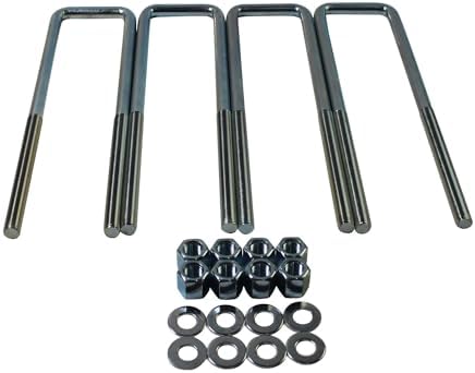 Extra Long Square U-Bolts M14 x 1.5 Thread, Fits 2.5" Leaf Springs, Approx. 15.5" Inside Length W/Hardware