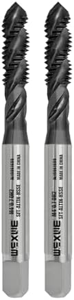 Tools M4 x 0.7 AlTiN Coating Spiral Flute Thread Tap, Metric Machine Threading Tap High Speed Steel Cobalt(HSSCo), Round Shank with Square End, H2 Tolerance, 2pcs