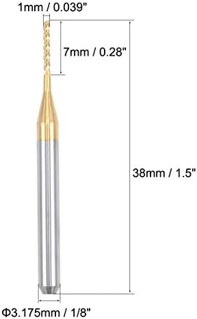 uxcell 10Pcs 1mm Titanium Coat Carbide End Mill Engraving Milling Cutter CNC Router Bits for PCB Machine, 1/8" Shank