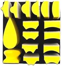 16 Piece Contoured Profile Hand Sanding Block Set with Assorted Convex & Concave Shapes for Sanding Moldings, Woodworking, Auto Body, Painting and Crafts