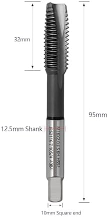 Tools M16 x 2.0 Spiral Point Threading Tap, Metric Machine Threading Tap High Speed Steel Cobalt(HSSCo) with AlTiN Coating, Round Shank with Square End， H2 Tolerance, 1pcs