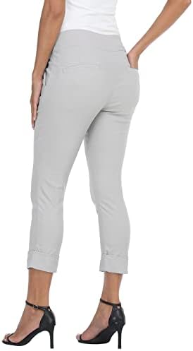 HDE Pull On Capri Pant for Women w/Pockets Elastic Waist Cropped Work Pant