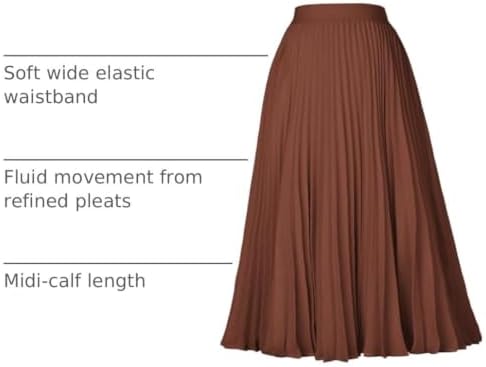 GRACE KARIN Pleated Midi Skirt for Women Chiffon A-Line Outfits