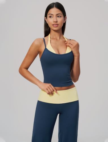 QBGJTD Womens Workout Sets Two Piece Striped Tank Top Wide Leg Yoga Pants Yoga Pilates Outfits